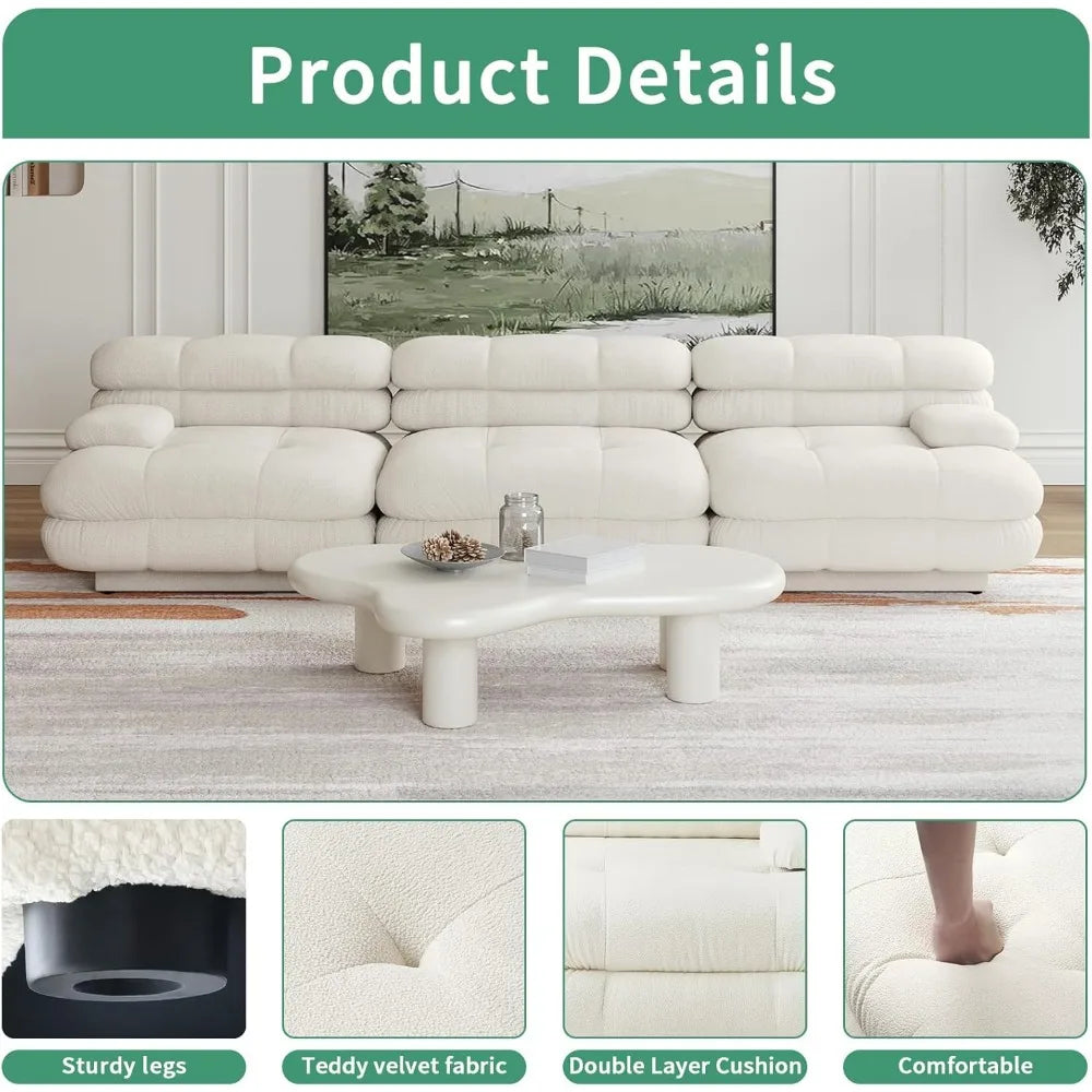 Modular sectional sofa, 146" L-shaped sofa with ottoman, velvet 3-seater double cushioned sectional sofa, minimalist sofa