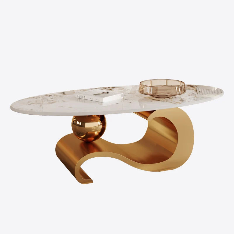 Luxury Nordic Marble Coffee Table – Designer Base