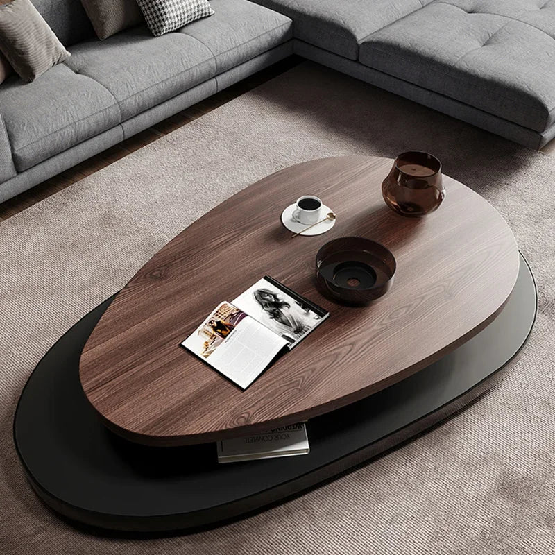 Vintage Minimalist Oval Coffee Table – High-End Design for Home Use