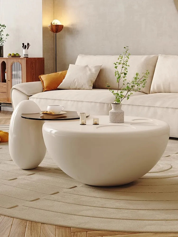 Cream White Round Coffee Table