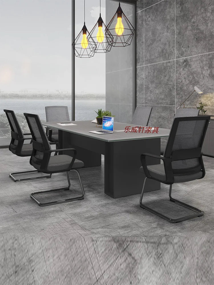 Simple Conference Table with Chairs for Office Negotiations and Staff Training