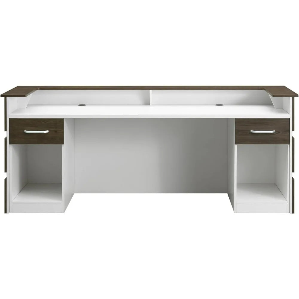 87" Wooden Reception Desk with Retractable Rails