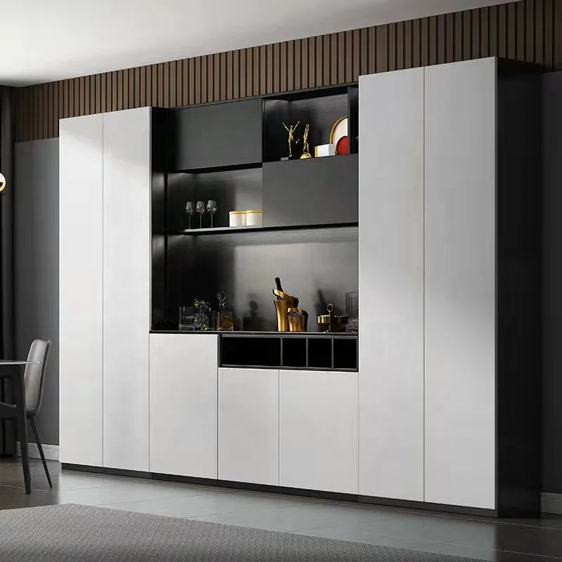 Glass Coffee Set Living Room Modern Luxury Furniture Mini Display Wooden Corner Home Bar Cabinet