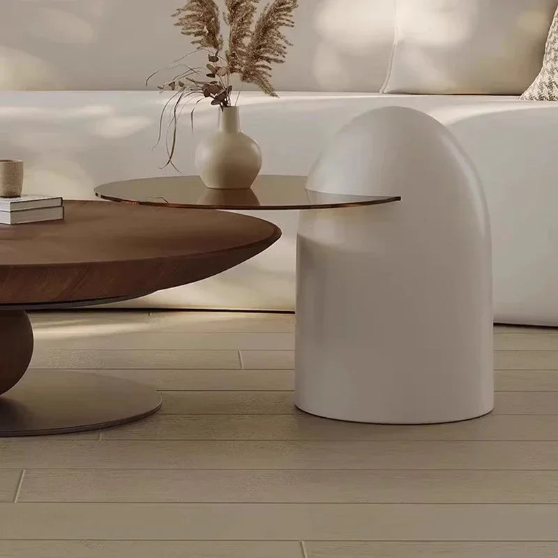 Italian Luxury Coffee Table – Modern Vintage Wood with Round Metal Frame Legs