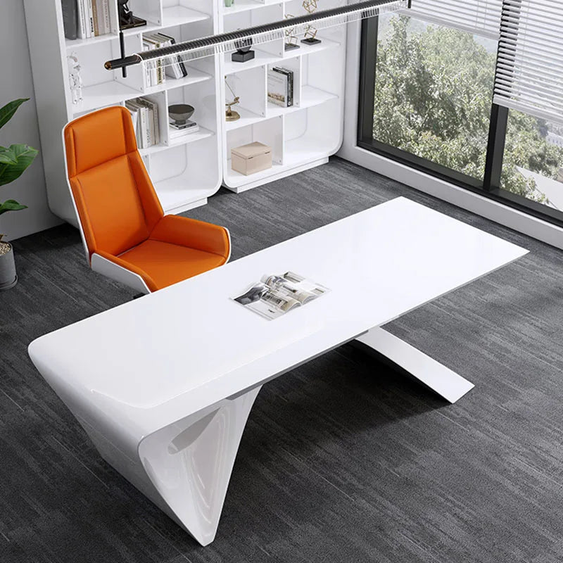 White Computer School Desk Organizer Gaming Workstation Reception Desks Work Writing Mesas De Computador Luxury Furniture