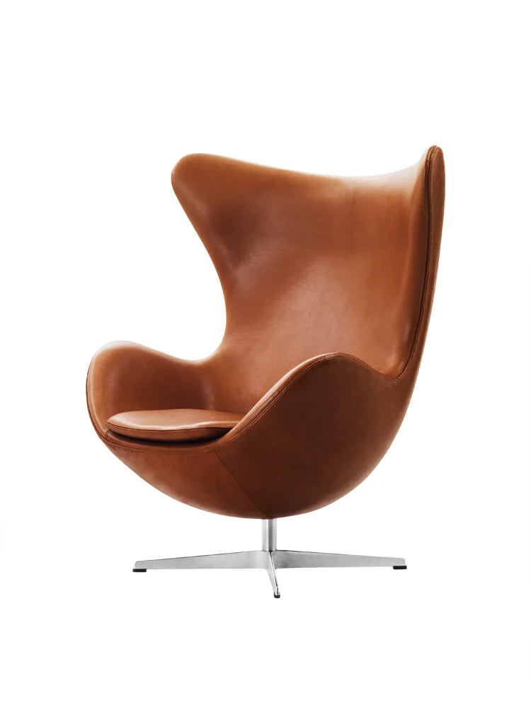 European Leather Eggshell Single Sofa Chair: Modern, Simple Design for Leisure Living Rooms