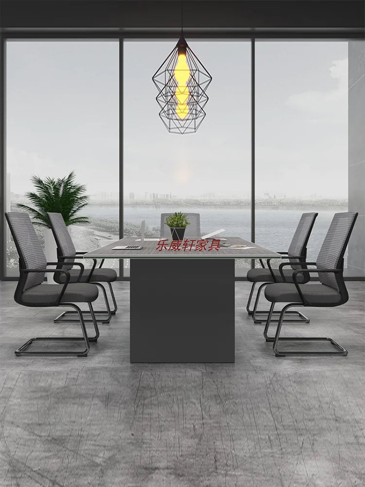 Simple Conference Table with Chairs for Office Negotiations and Staff Training