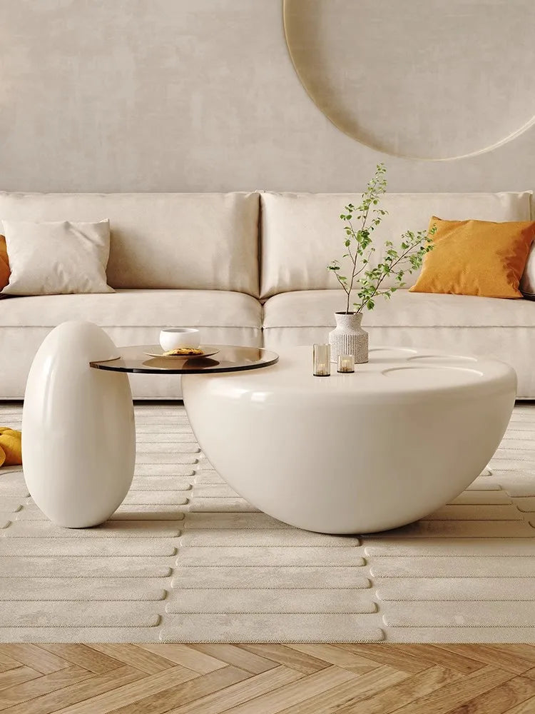 Cream White Round Coffee Table
