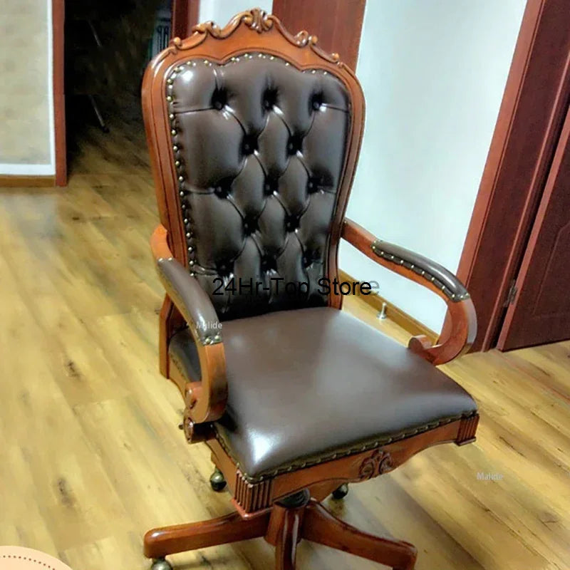Modern American Leather Office Chair – Soft Cushion Backrest