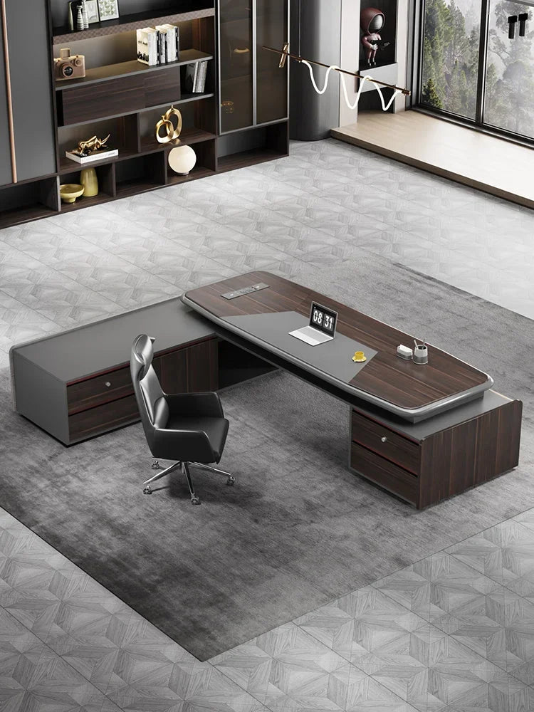 L-Shaped Executive Desk for Chairman or President