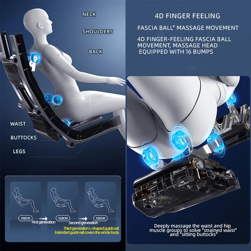 Dual-Core 4D SL-Track Zero Gravity Massager Chair – Full Body, Electric Leg Lift, 3D Home & Office Sofa with Warranty