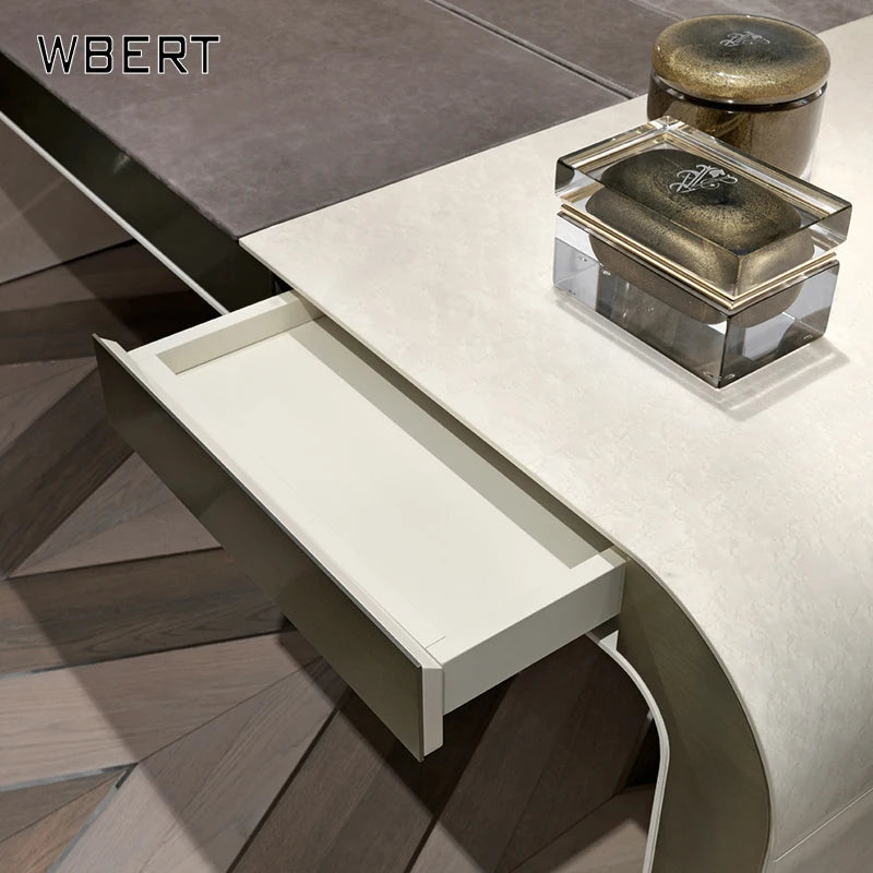 WBERT Solid Wood High-End Italian Light Luxury Boss Desk Simple Modern Design Home Computer Writing Desk Small Dressing
