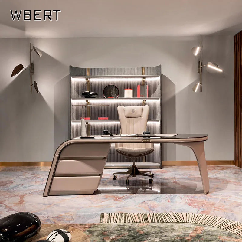 WBERT Italian Luxury Home Computer Desk Senior Boss Writing Desk Designed Italian Designer Living Room Hotel Apartment Dressing