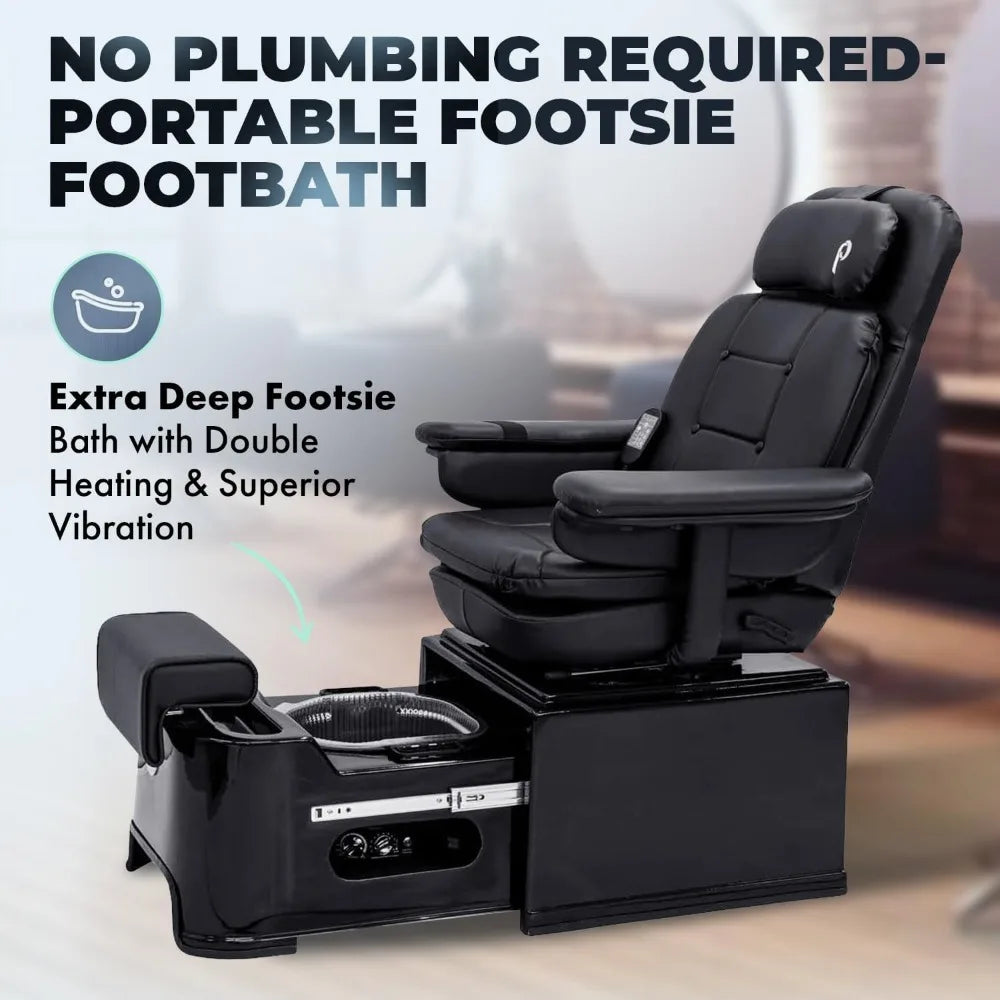 Pedicure Spa Featuring The Footsie Bath Tub, Swivel Chair That Reclines with Vibration Functions & Adjustable Footrest