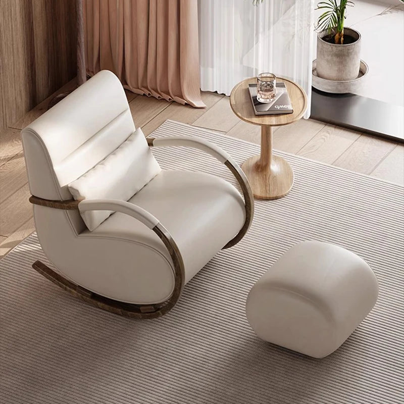 Nonslip Armrest Living Room Chairs Wood Simple Modern Recliner Rocking Chairs Nordic Lazy Ergonomic Sedie Da Soggiorno Furniture