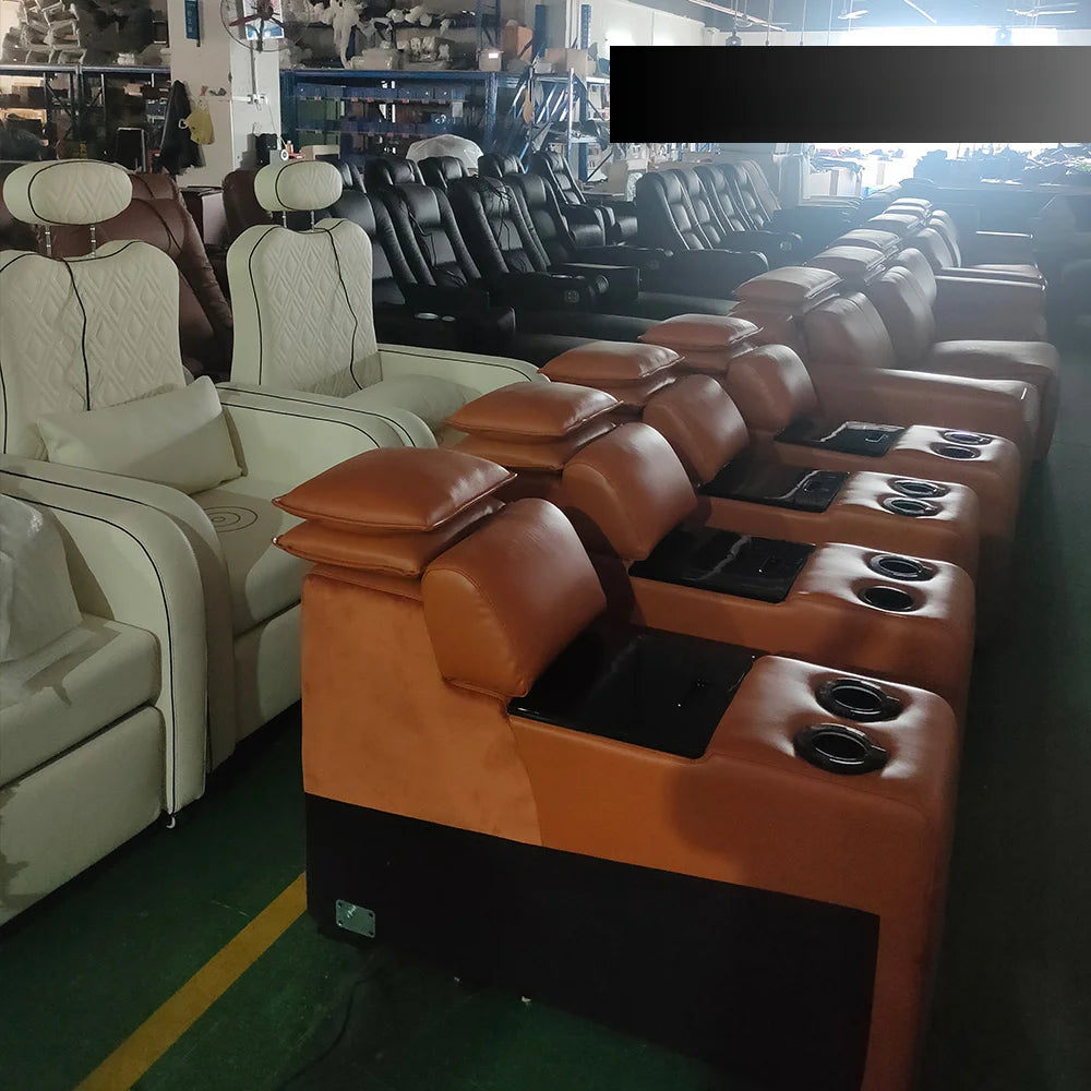 Foshan Orange Modern Electric Recliners & Sofas – Luxury Home Theater Seating