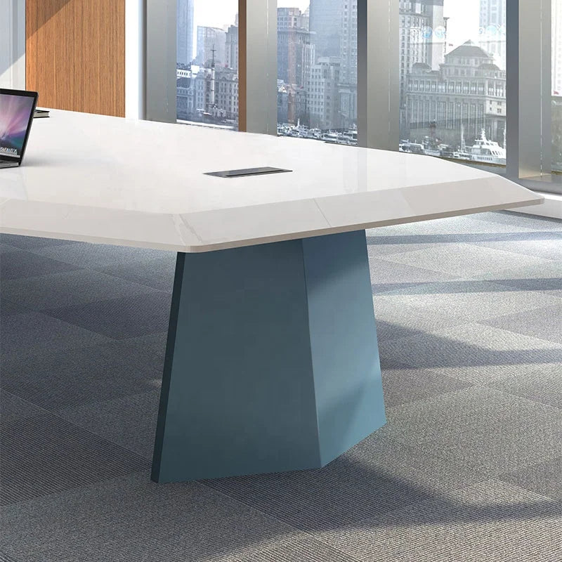 White MDF Office Furniture Meeting room Table Superior long Conference Table 10 to 12 People office Meeting Desk chairs set