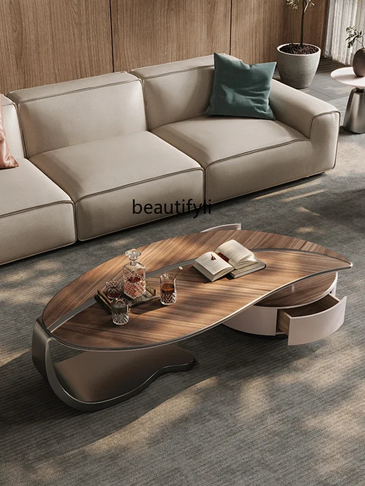 Light Luxury Solid Wood Coffee Table TV Cabinet Combination Creative Strange Shape Small Apartment Living Room Coffee Table