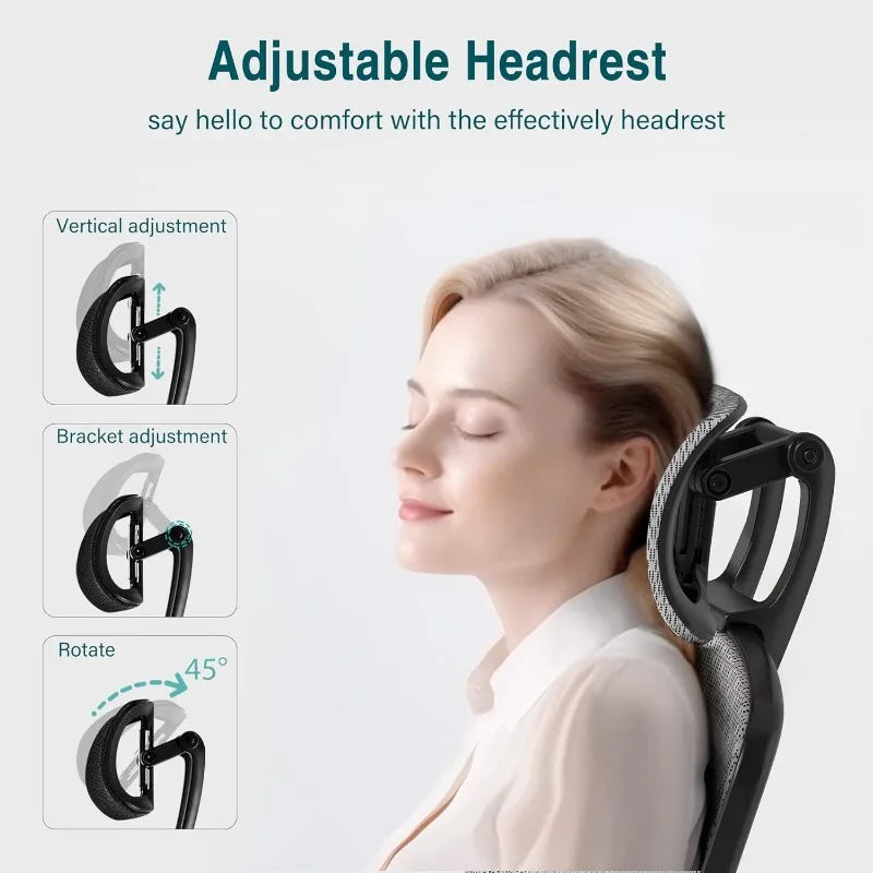 GABRYLLY Ergonomic Mesh Office Chair, High Back Desk Chair - Adjustable Headrest with Flip-Up Arms, Tilt Function