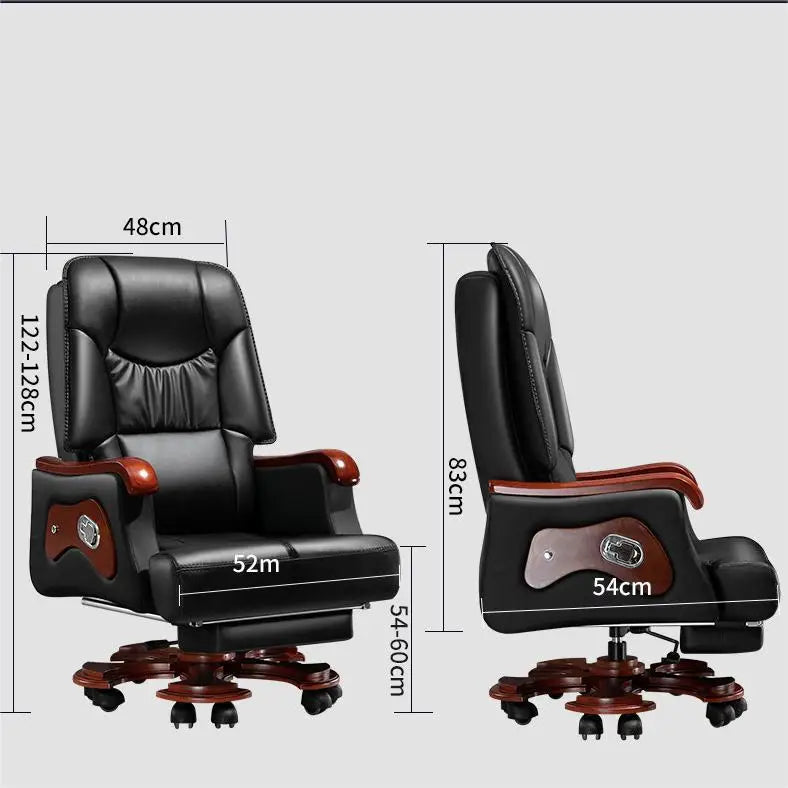 Ergonomic Executive Office Chair in Black Genuine Leather