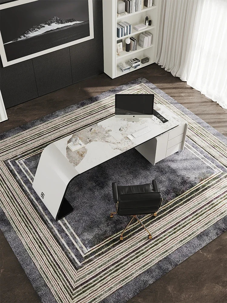 Minimalist living room large long desk light luxury modern study rock slab computer desk office table chair home