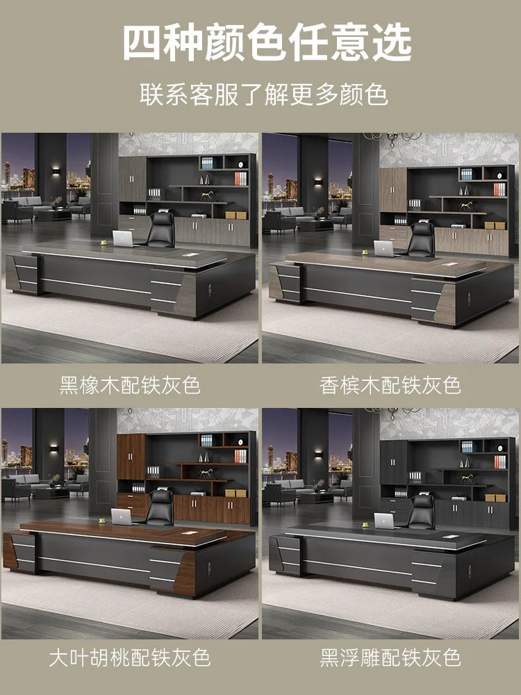 Modern Boss Desk and Chair Set – Office Furniture for Managers, Large and Simple Design