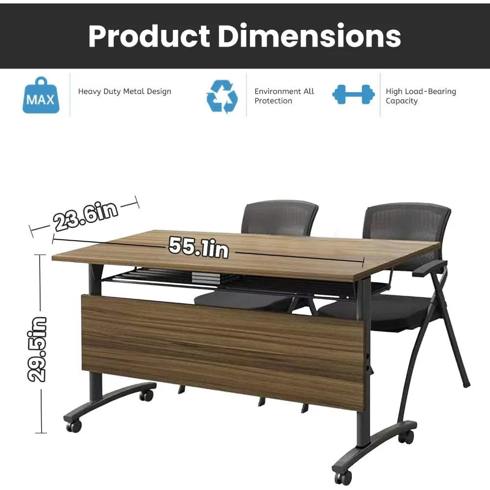 Conference TableFolding Conference Room Tables,Large Meeting Seminar Table for Conference Room,Modern Mobile Training Room Table