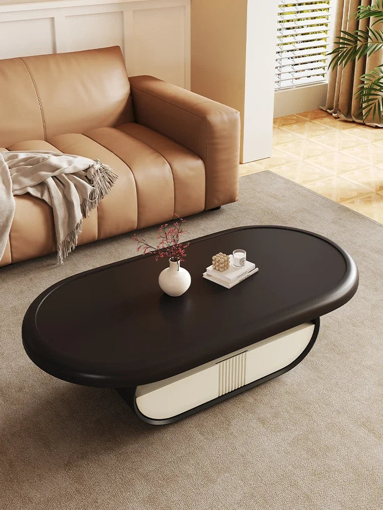 Modern cream oval coffee table