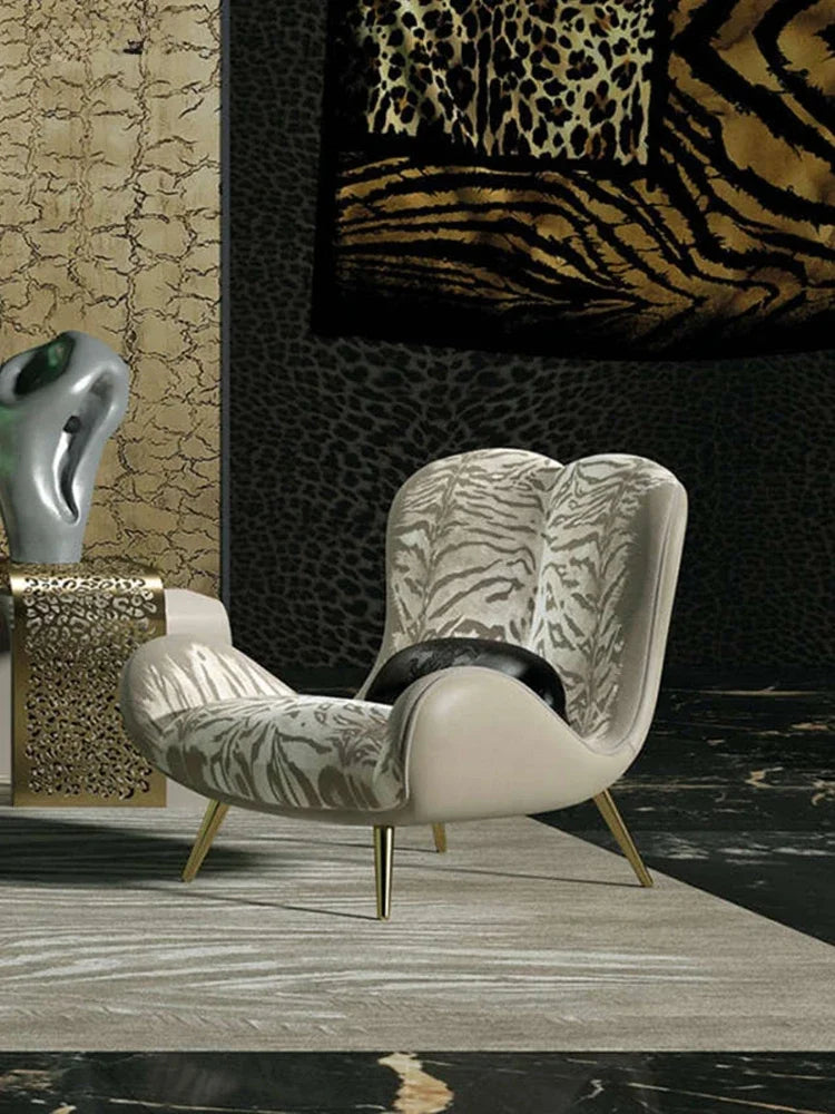 Light Luxury Art Fabric Couch Robertocavalli Villa Living Room Creative Single Leisure Chair
