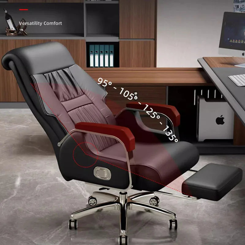 Ergonomic office chair with armrests, massage feature, and rolling wheels