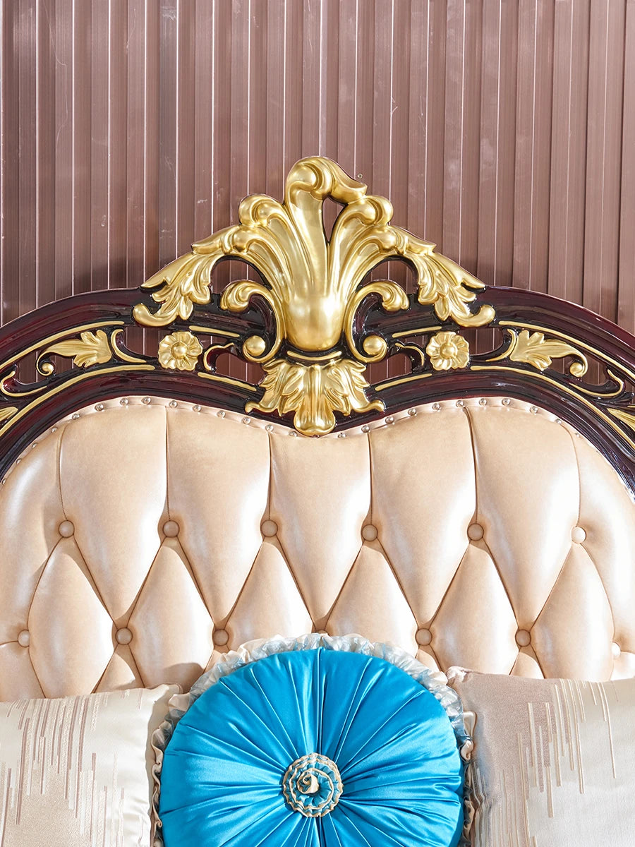 European-style first-floor leather sofa combination simple small living room sofa solid wood sofa