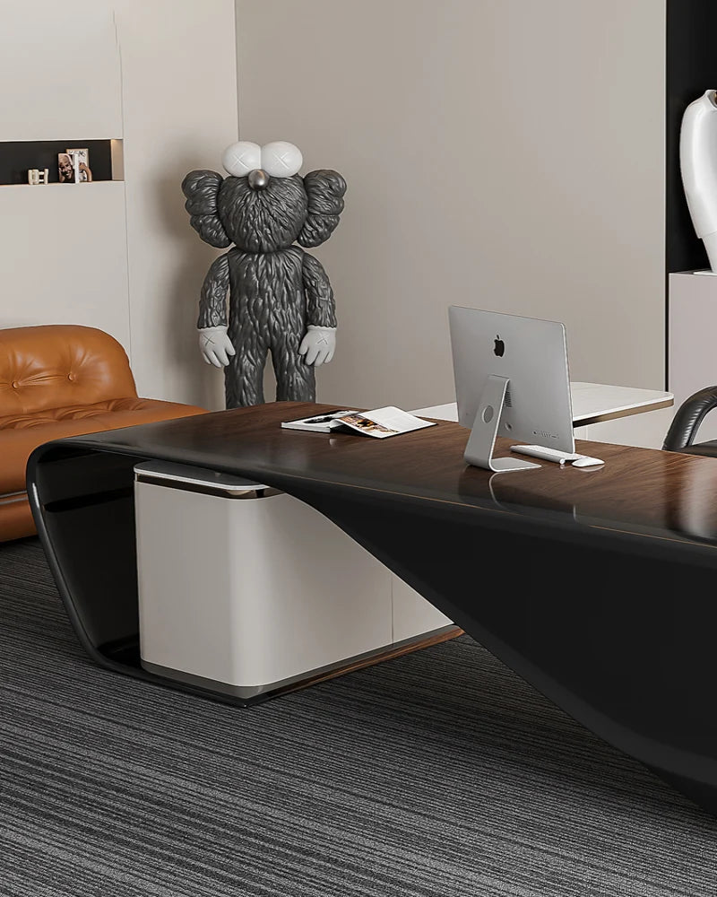 Commercial Solid Wood Leather Desk – Simple Modern Italian Design