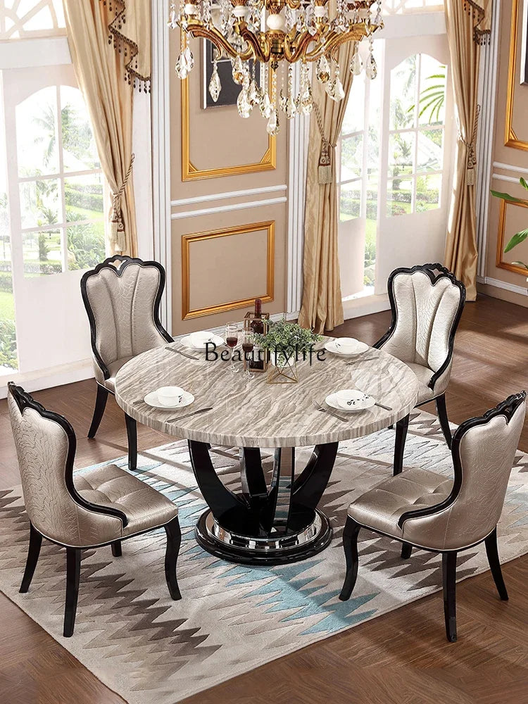 Marble round Simple Fashion Modern Dining Table Combination