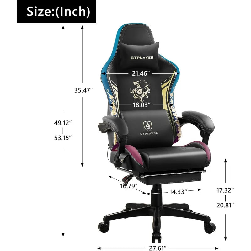 Gaming Chair with Bluetooth Speakers and Footrest,Dragon Series Video Game Chair,Heavy Duty Ergonomic Chair,Esports Gaming Chair