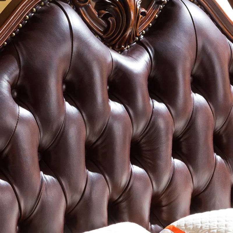 High quality European solid wood double bed wedding bed American furniture 1.8m master bedroom leather soft leather princess bed