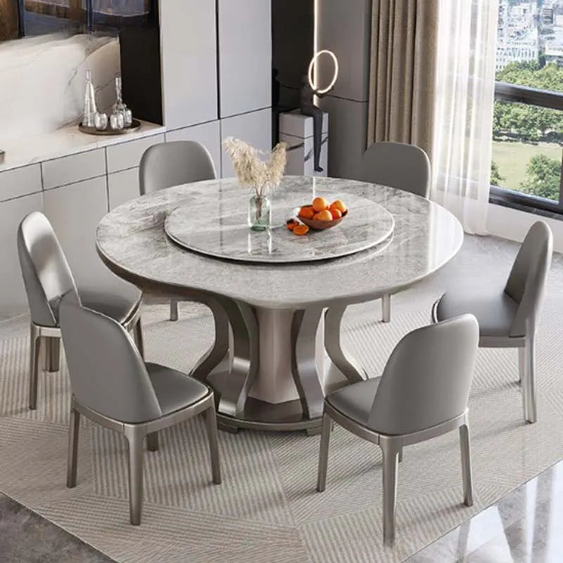 Kitchen Round Dining Table Set Modern Rotator Designer Luxury Dining Table Living Room Nordic Mesas Restaurante Home Furniture