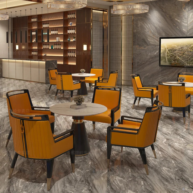 ~Dining Chair Hotel Sales Office Restaurant Model Room Reception Solid Wood New Chinese Dining Table and Chair