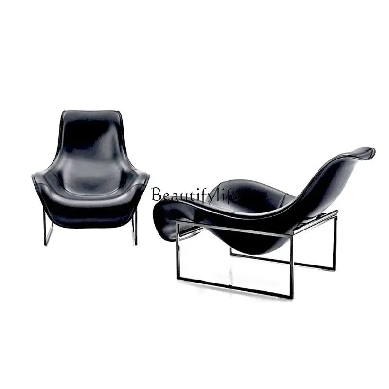 Italian minimalist single sofa lazy chair, Nordic living room duck tongue design recliner