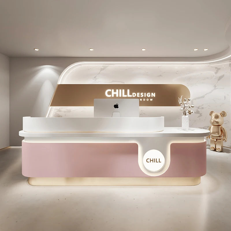 Modern Reception Counter and Aesthetic Decor for Hairdressing