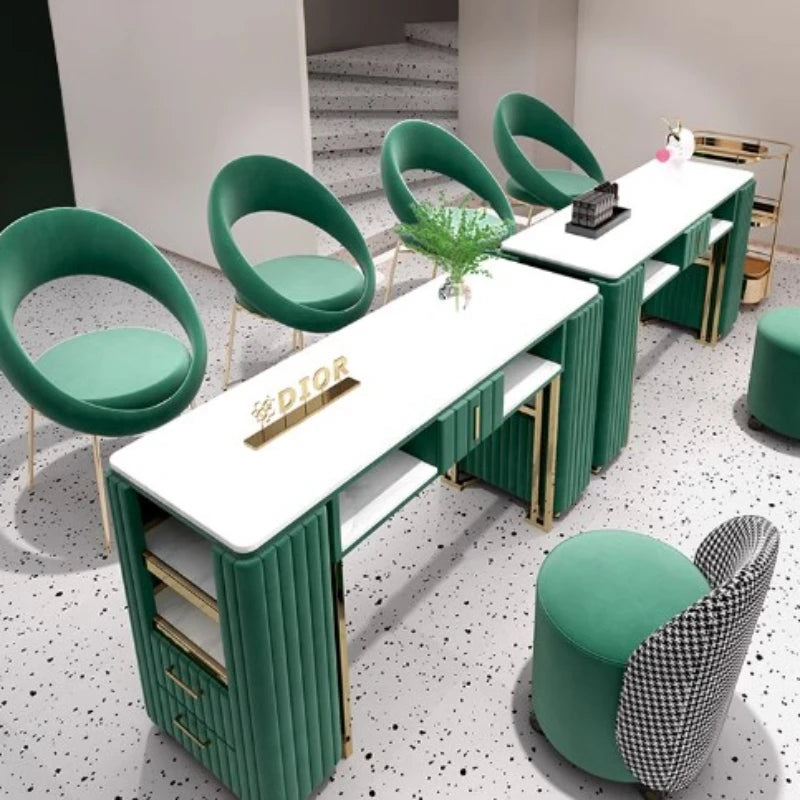 White Professionals Nail Desk Workstation Kawaii Aesthetic Designer Nail Desk Manicure Storage Tavolo Per Unghie Salon Furniture