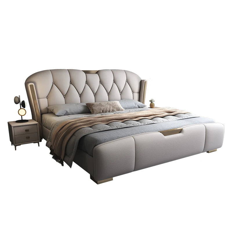 Aesthetic Nordic Queen Double Bed with Under-Storage