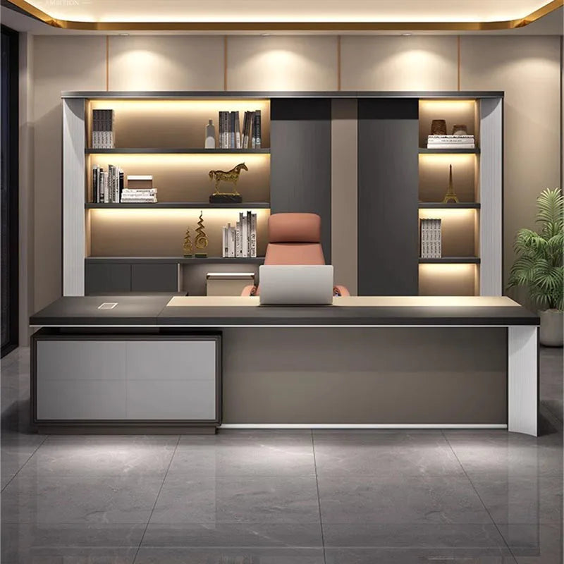 Luxury Modern Office Desks Workstation Storage Computer L Shaped Office Table Drawers Scrivania Con Cassetti Home Furnitures