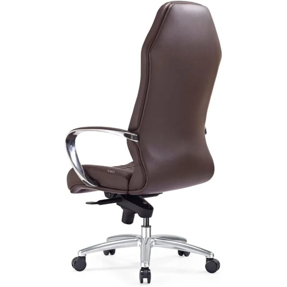 Modern Ergonomic Dark Brown Genuine Leather Executive Chair