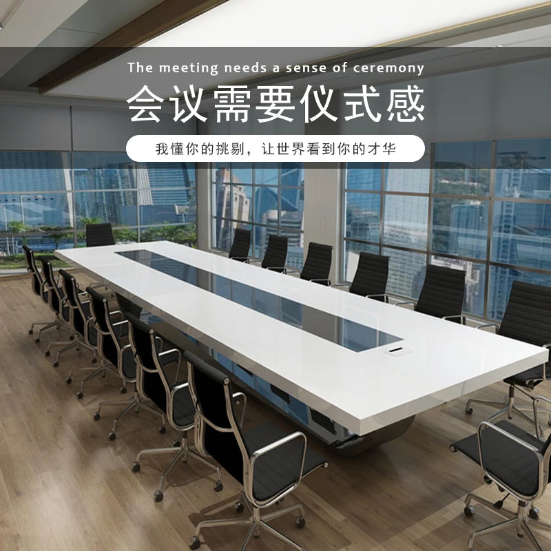 Large White Conference Table – Simple Modern Design for Creative Negotiations