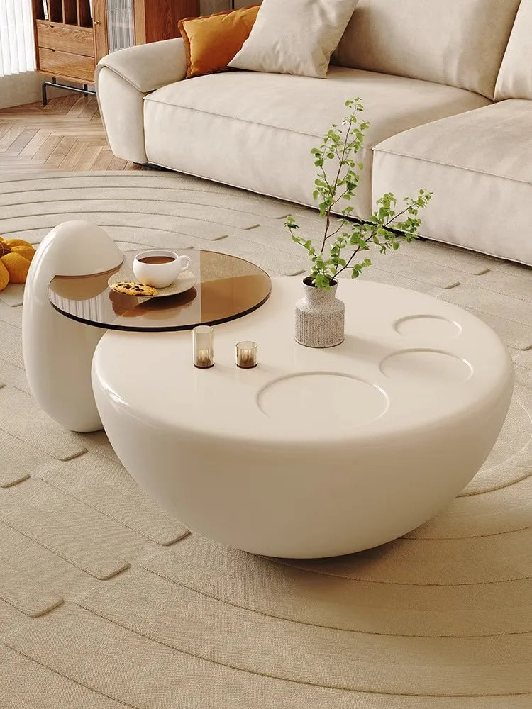 Cream White Round Coffee Table