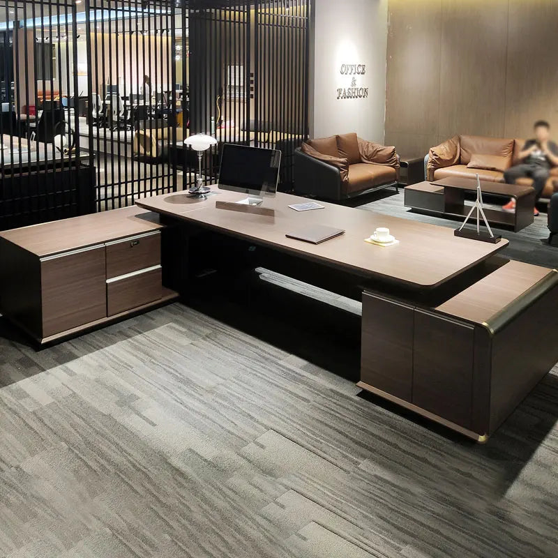 Customize Antique Office Boss Table Design Modern L Shape Ceo Table And Chair Set Executive Desk