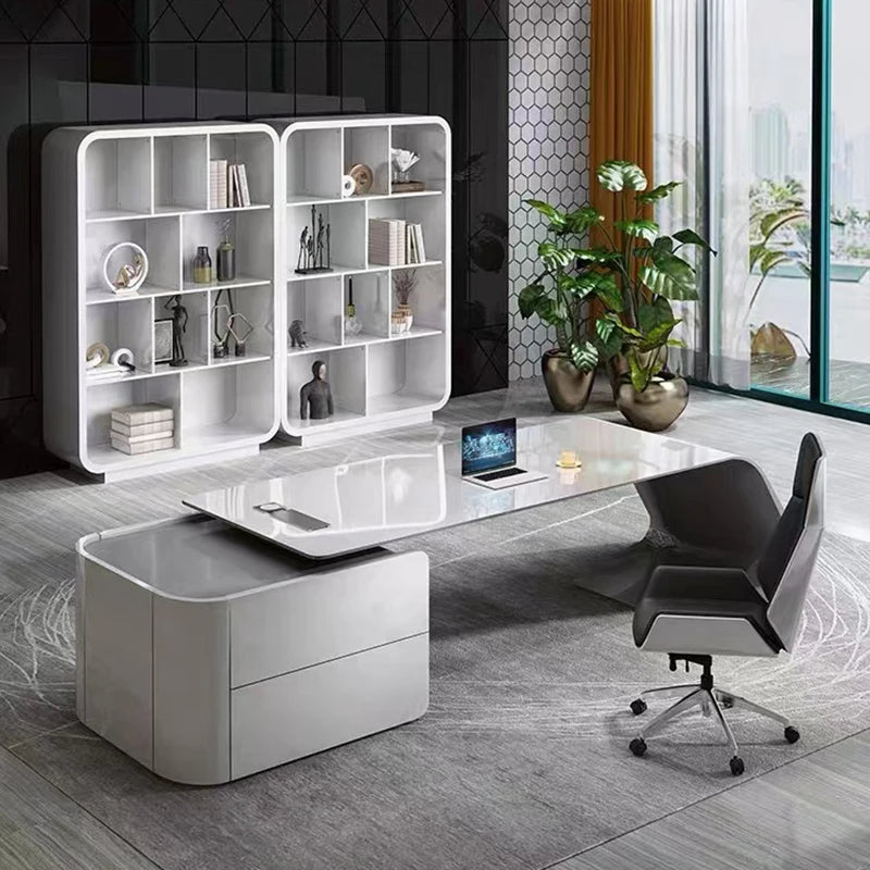 Nail study computer table- small executive white desk