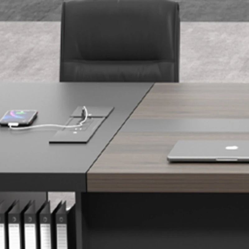 Executive Office Conference Desk: Height-Adjustable Design for Computers and Laptops.