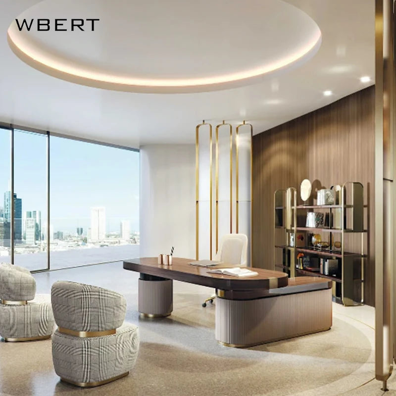 Wbert Modern Writing Desk Luxury Italian Solid Wood Computer Desk Simple Nordic Desk Bedroom Enhanced Search Engine