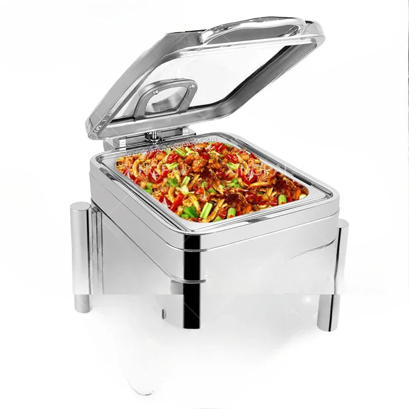hotel supplies food warmer set 304 stainless steel hydraulic chafing dish buffet set with glass lid